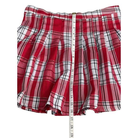 Jolie and Joy Skirt Womens Size XL Red White Plaid Pleated Skater Mini Preppy - Picture 9 of 10
